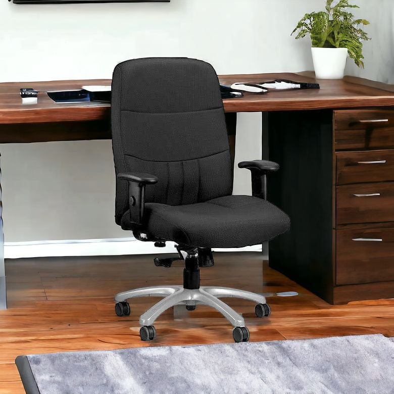 Black Adjustable Swivel Fabric Rolling Office Chair