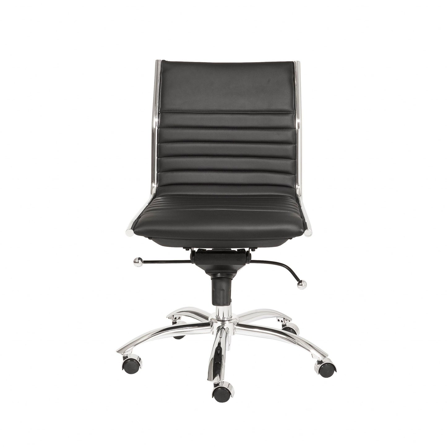 Black Faux Leather Seat Swivel Adjustable Task Chair Leather Back Steel Frame