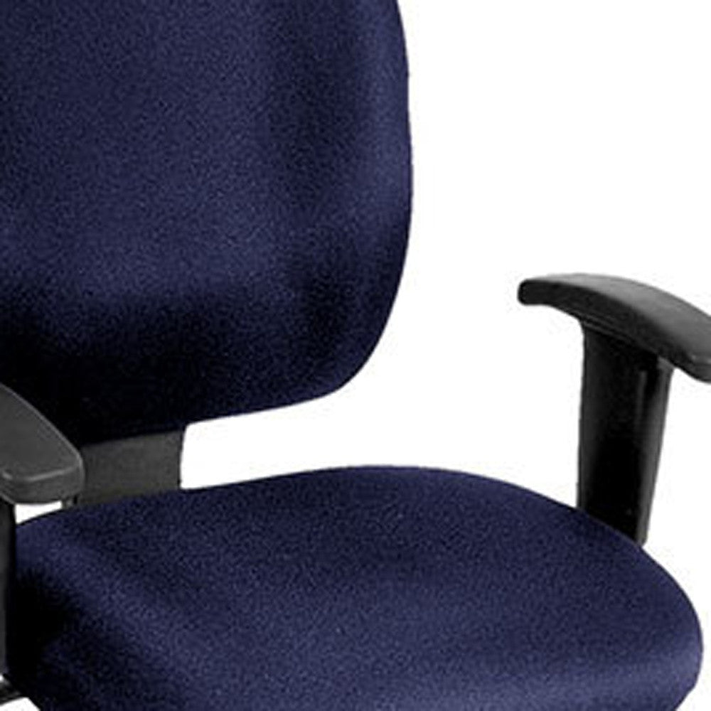 Navy Blue and Black Adjustable Swivel Fabric Rolling Office Chair