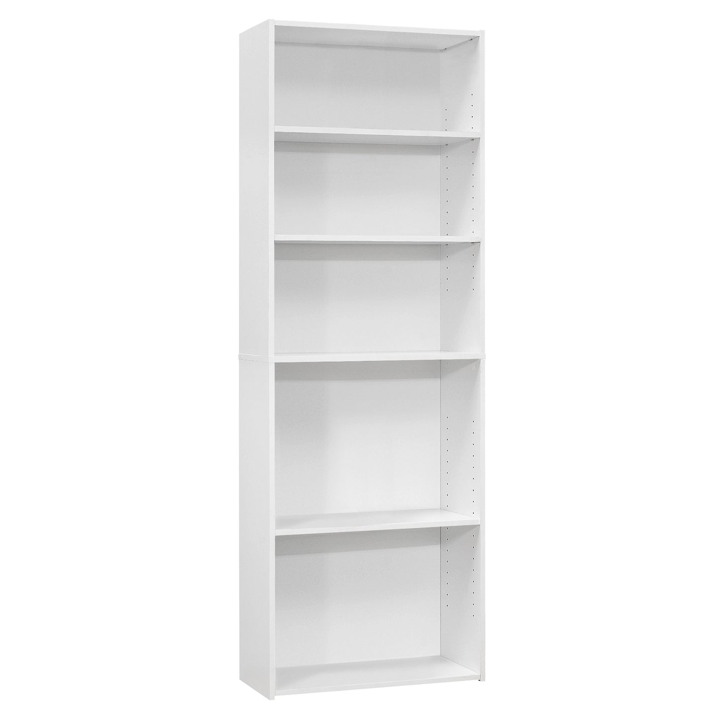 71" White Wood Adjustable Bookcase