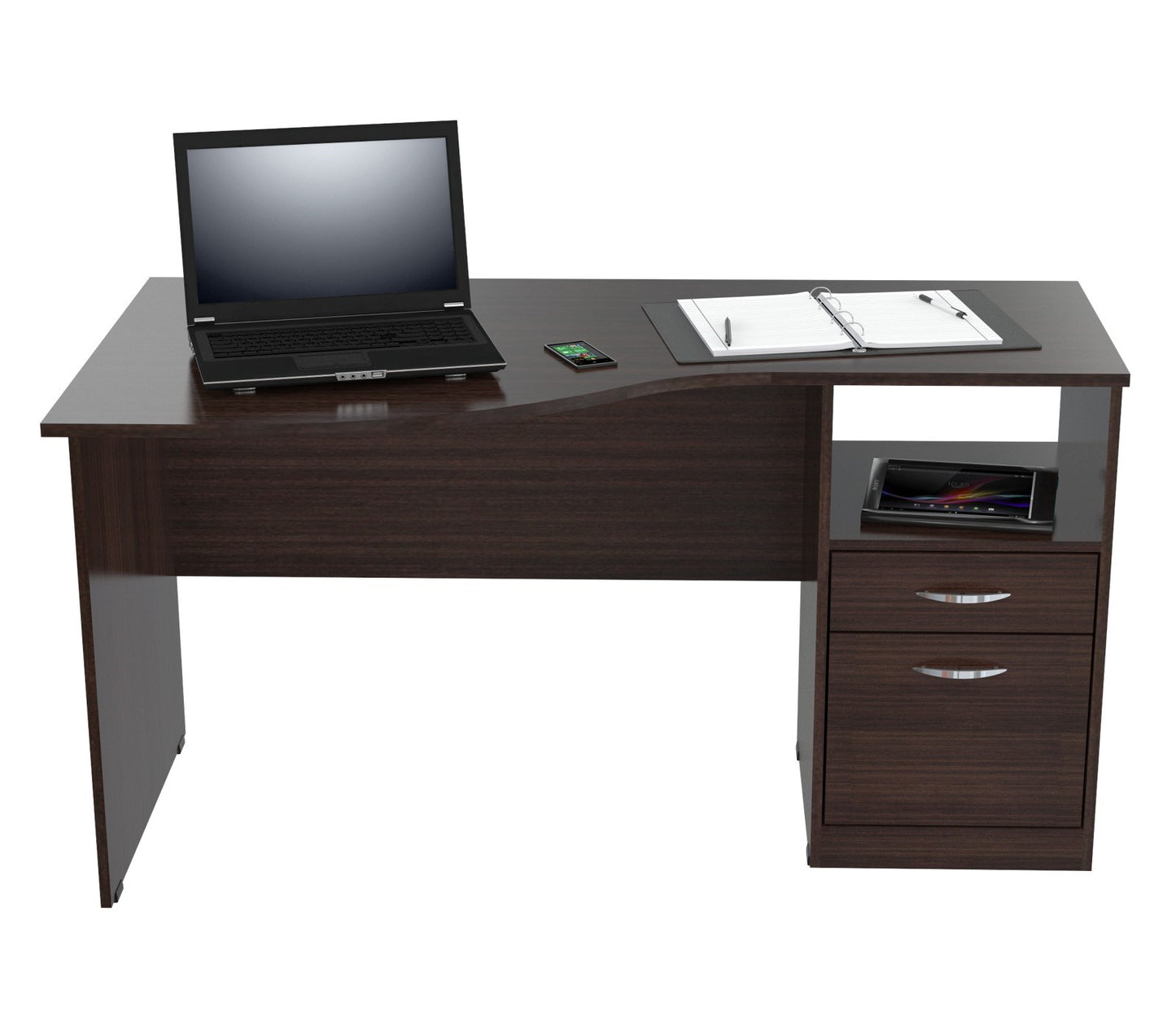 Espresso Finish Wood Curved Top Writing Desk