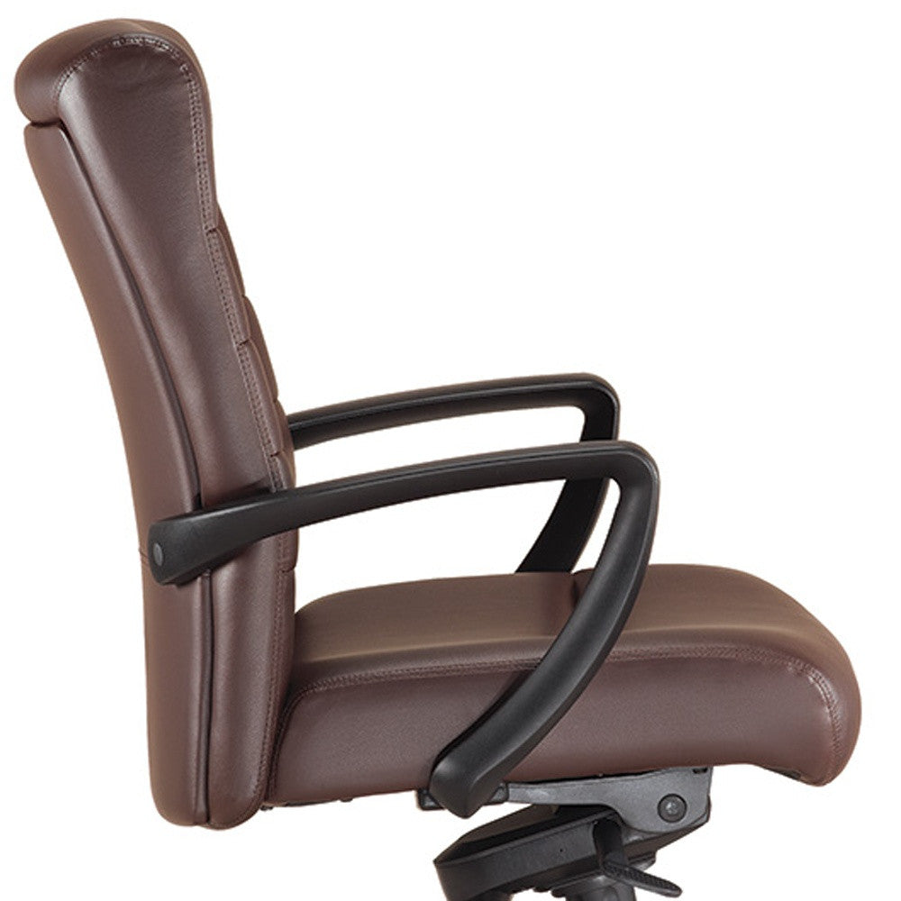 Brown and Black Adjustable Swivel Faux Leather Rolling Office Chair