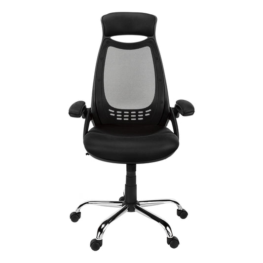 Black Polyester Seat Swivel Adjustable Task Chair Mesh Back Plastic Frame