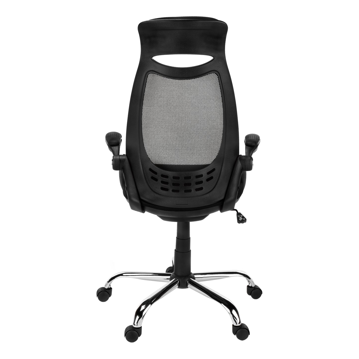 Black Polyester Seat Swivel Adjustable Task Chair Mesh Back Plastic Frame