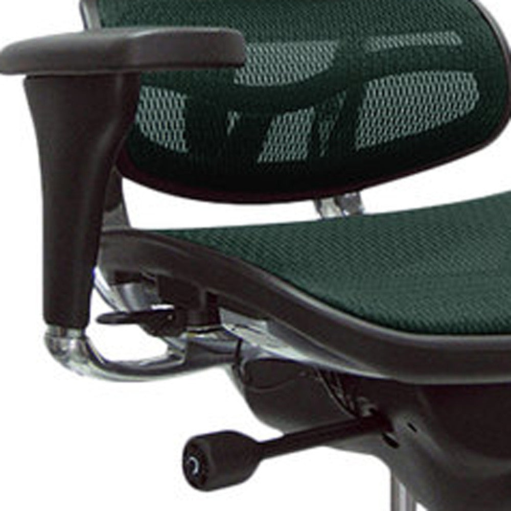 Green and Silver Adjustable Swivel Mesh Rolling Office Chair