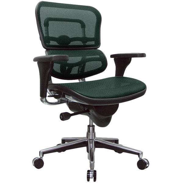 Green and Silver Adjustable Swivel Mesh Rolling Office Chair