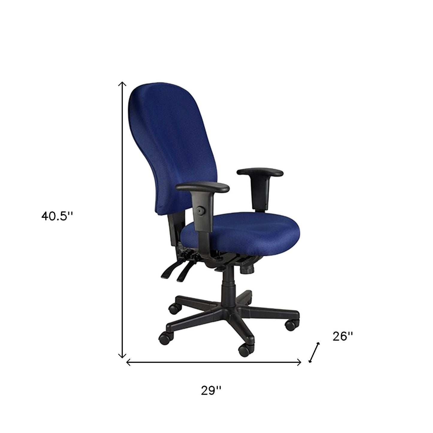 Navy Blue and Black Adjustable Swivel Fabric Rolling Office Chair