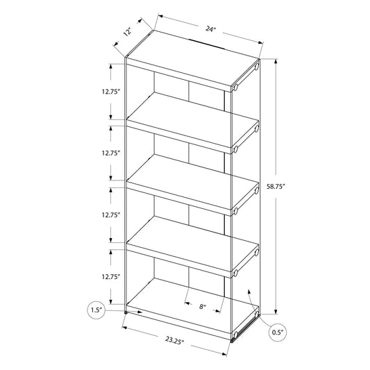 59" White Glass And Wood Etagere Bookcase