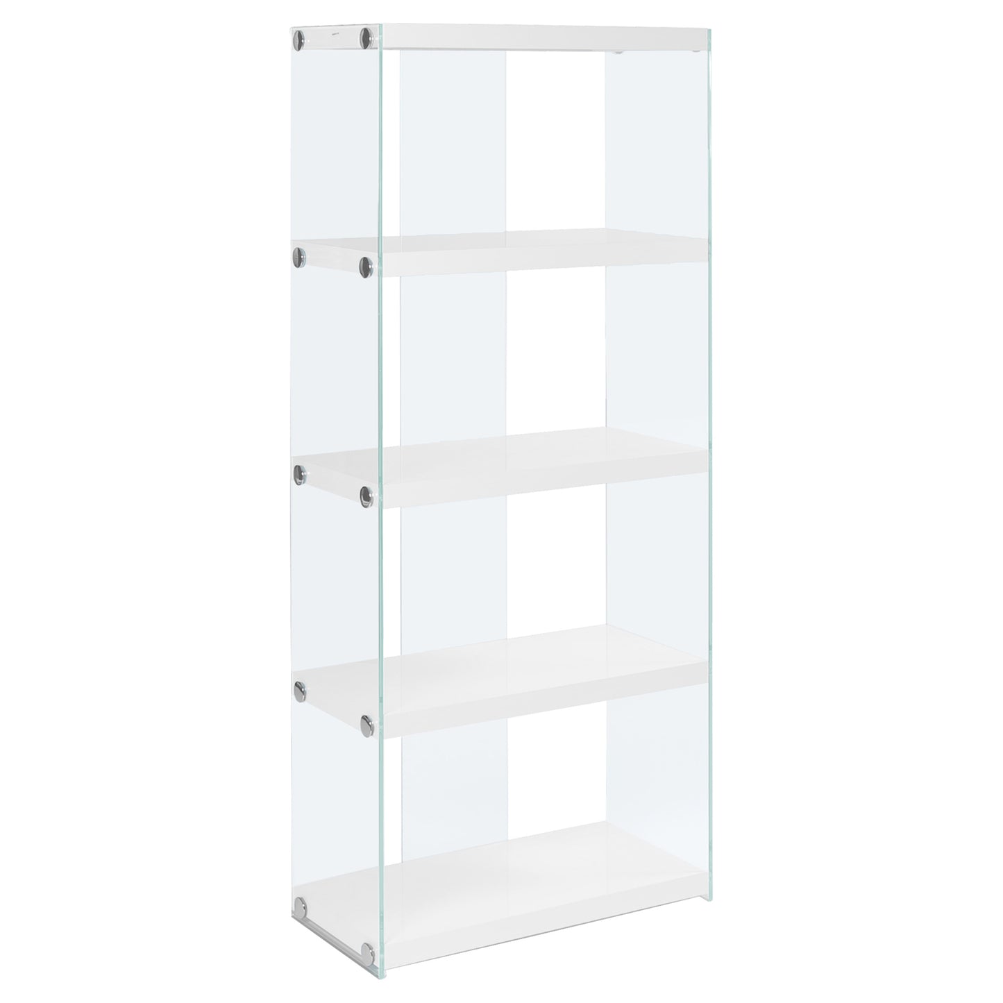 59" White Glass And Wood Etagere Bookcase