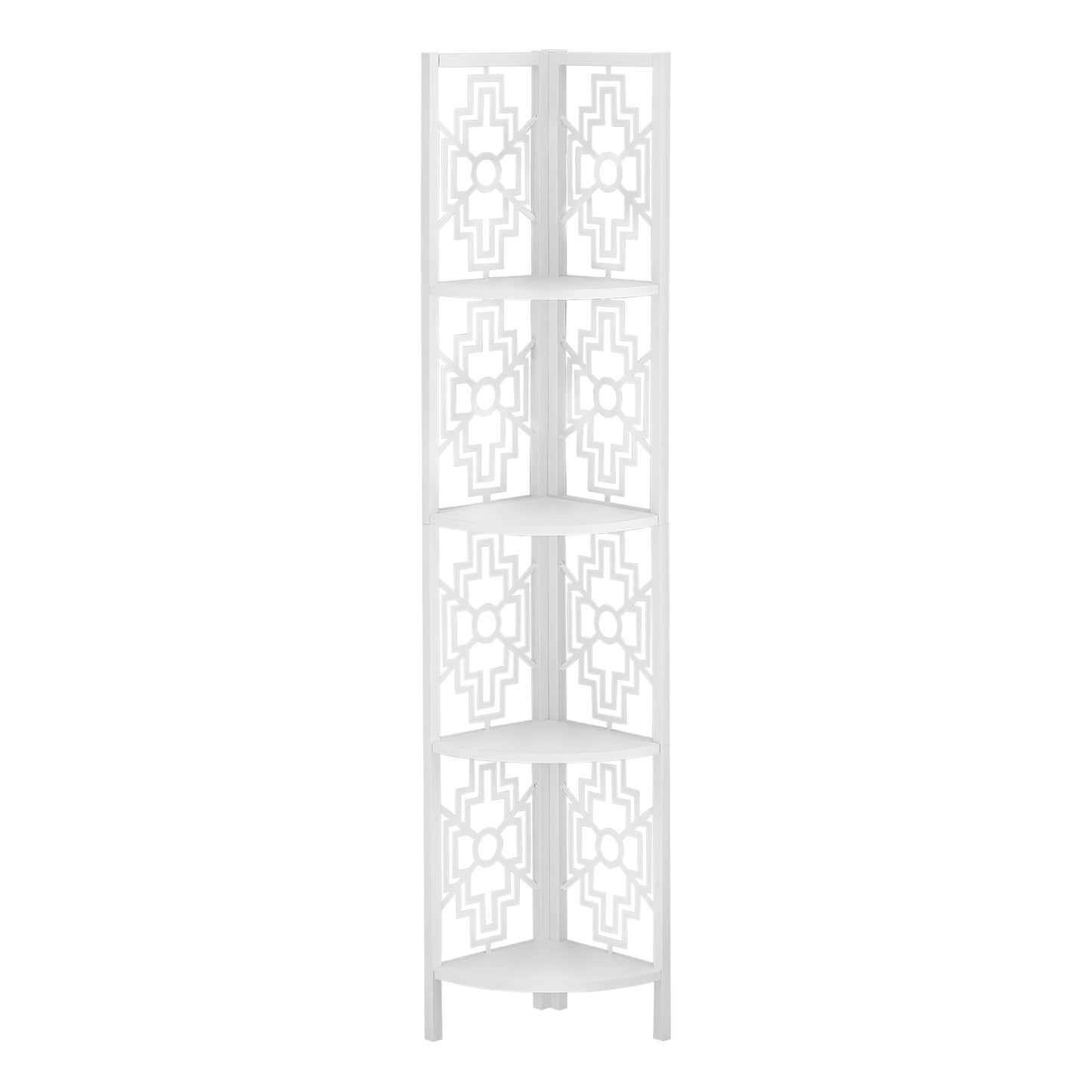 62" White Metal Corner Bookcase