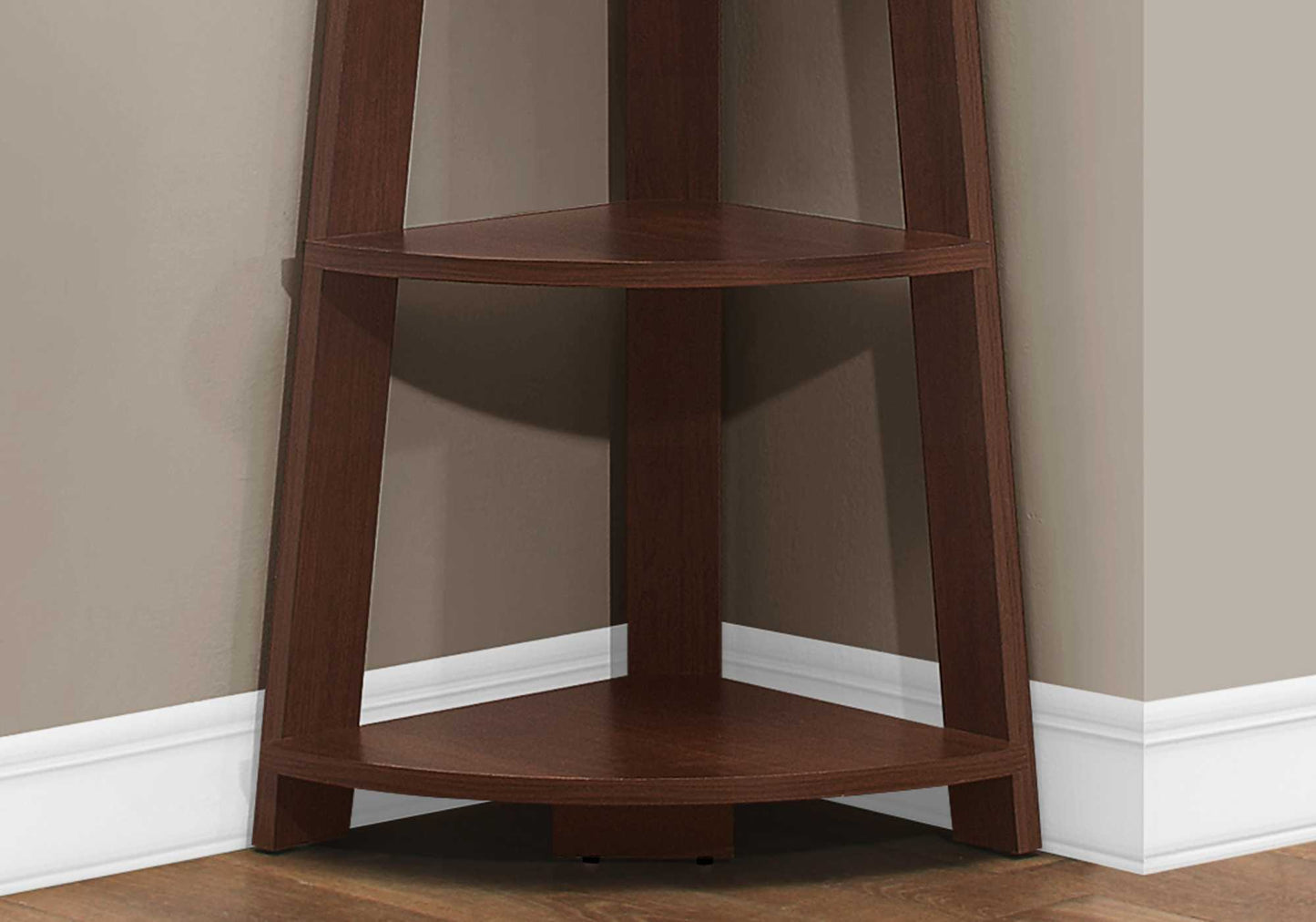 71" Brown Wood Corner Bookcase