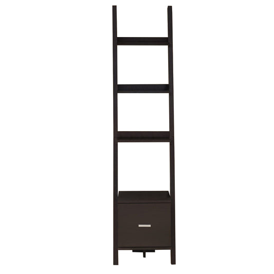 69" Cappuccino Wood Ladder Bookcase