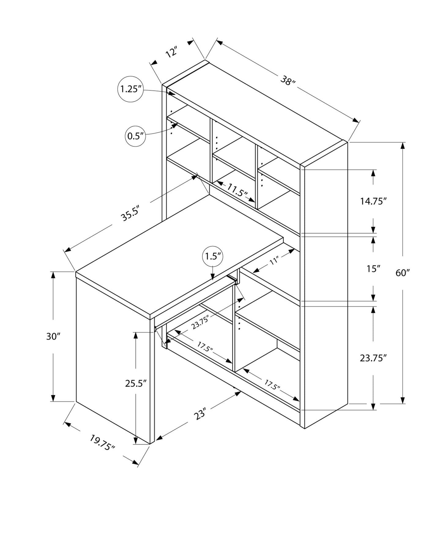 38" Taupe L Shape Computer Desk