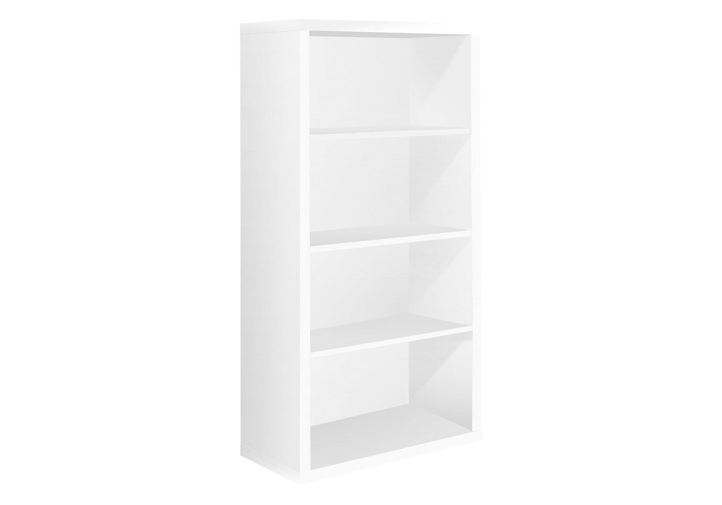 48" White Wood Adjustable Bookcase