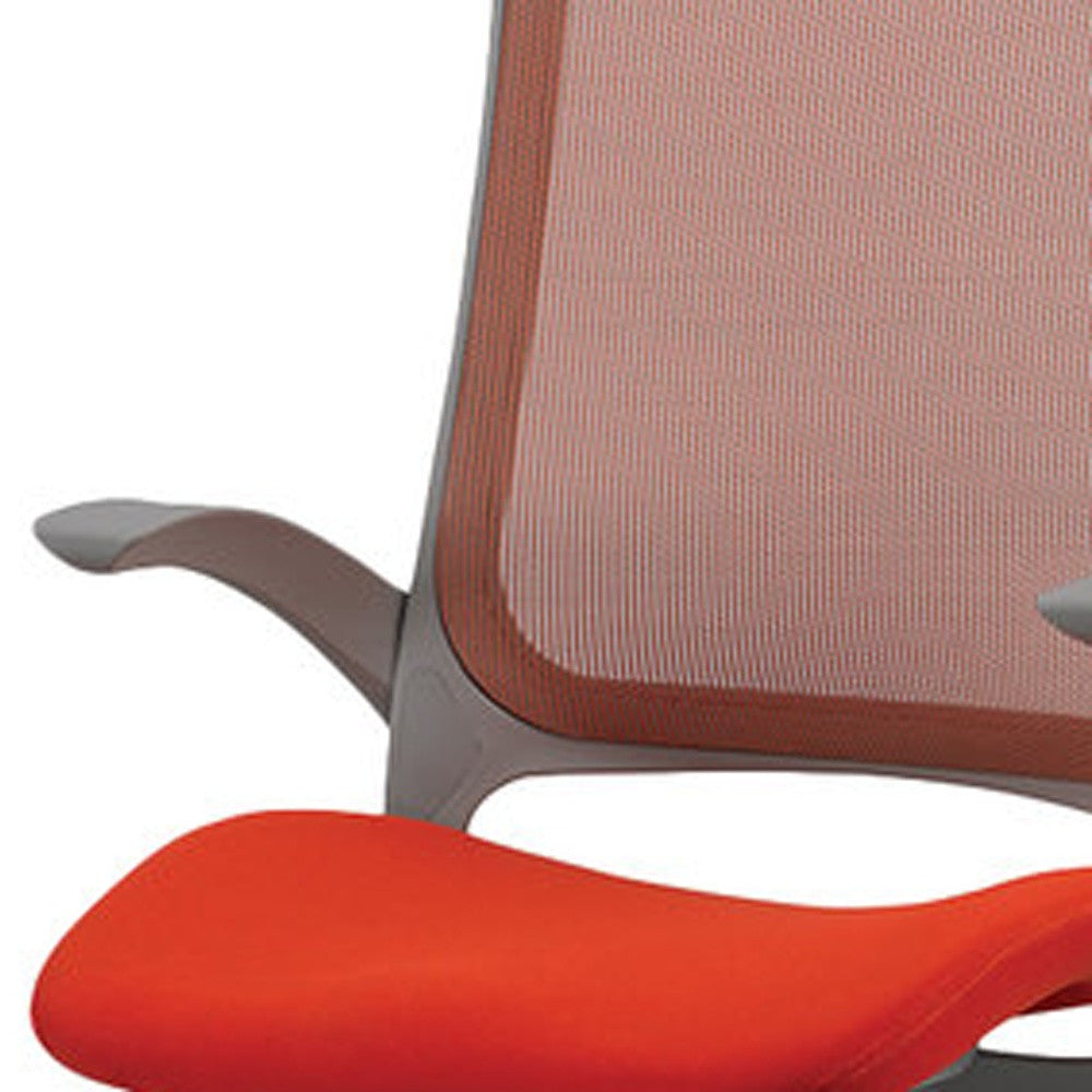 Orange and Gray Adjustable Swivel Mesh Rolling Office Chair