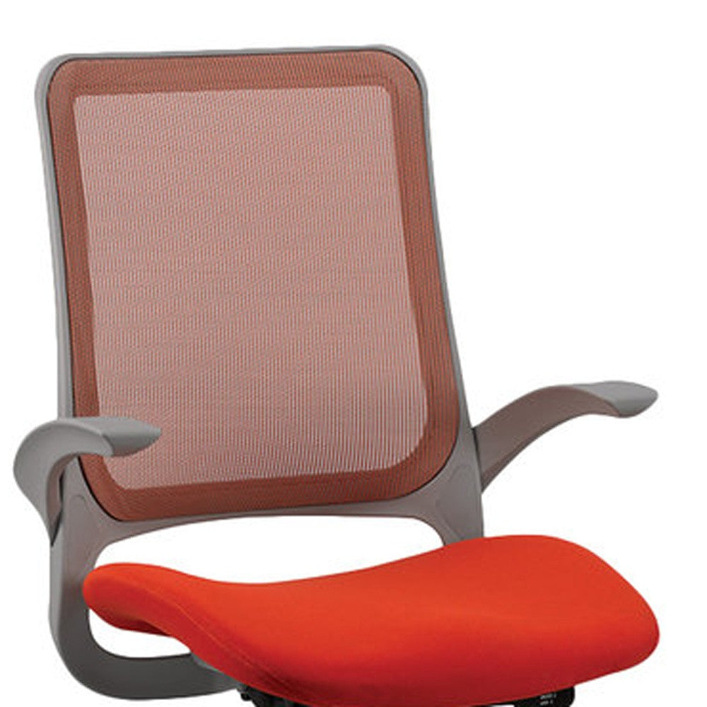 Orange and Gray Adjustable Swivel Mesh Rolling Office Chair