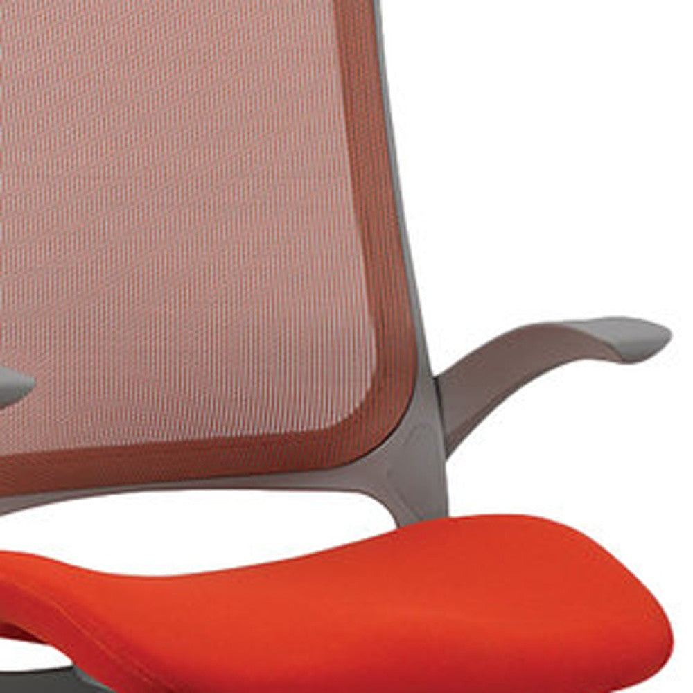 Orange and Gray Adjustable Swivel Mesh Rolling Office Chair