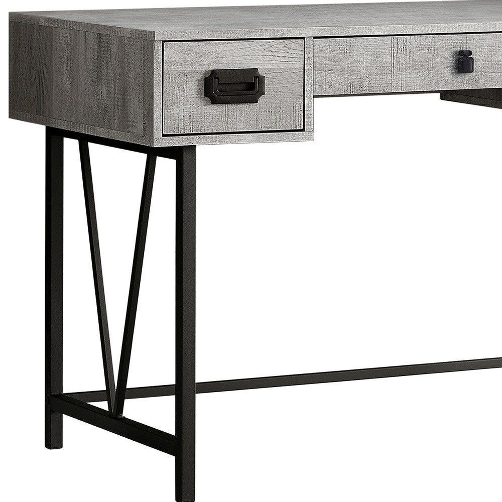 24" Gray and Black Computer Desk With Three Drawers