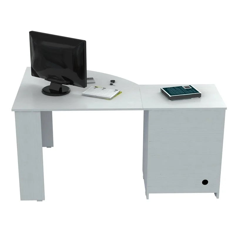 59" White Mirrored Computer Desk With Two Drawers