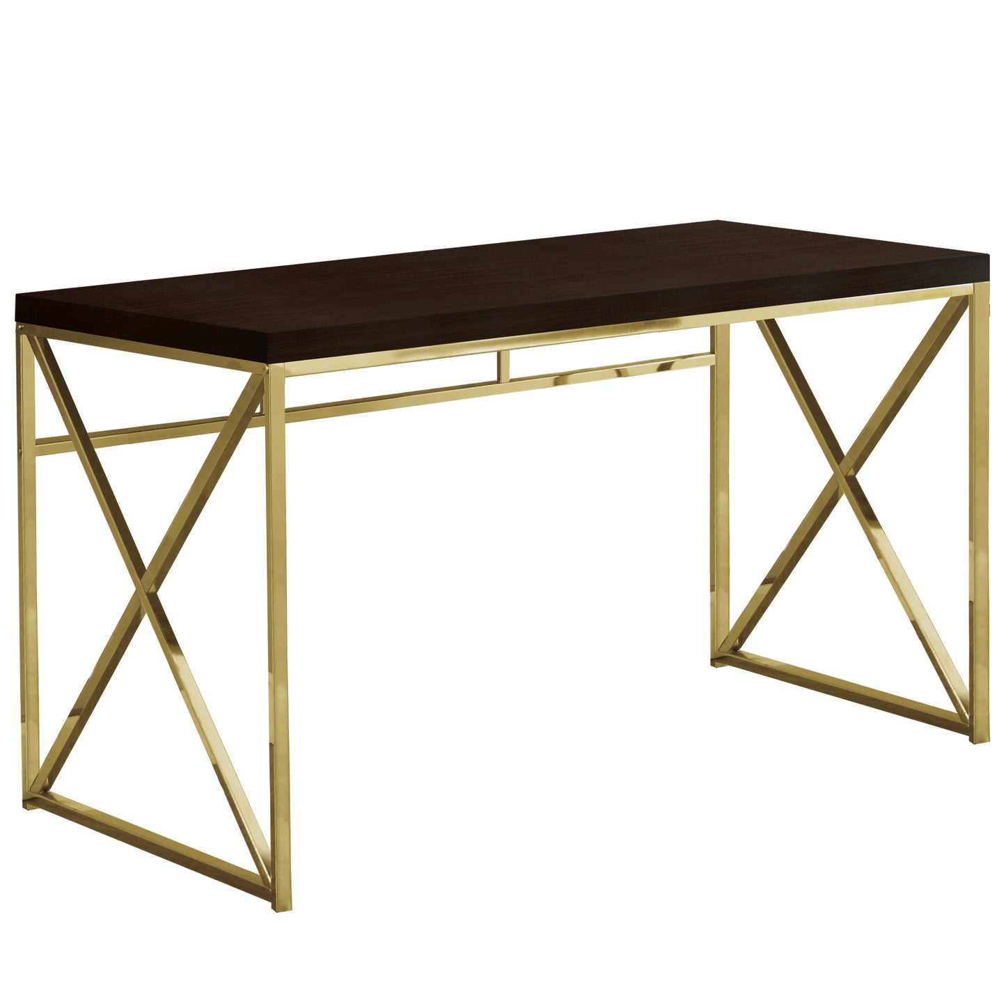 47" Espresso and Gold Writing Desk