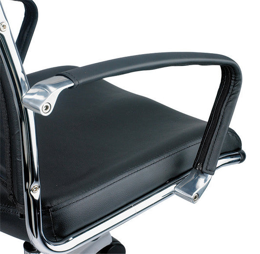 Black and Silver Adjustable Swivel Faux Leather Rolling Office Chair