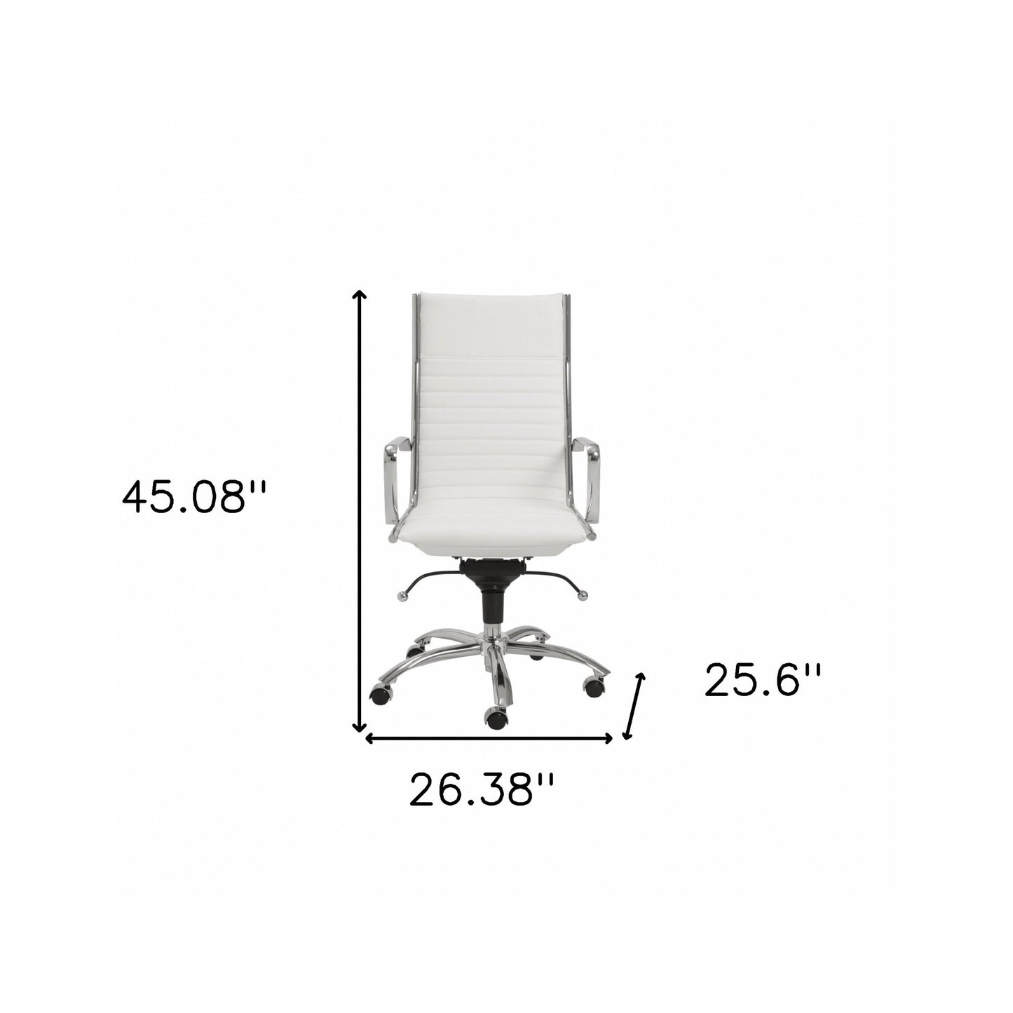 White Faux Leather Seat Swivel Adjustable Task Chair Leather Back Steel Frame