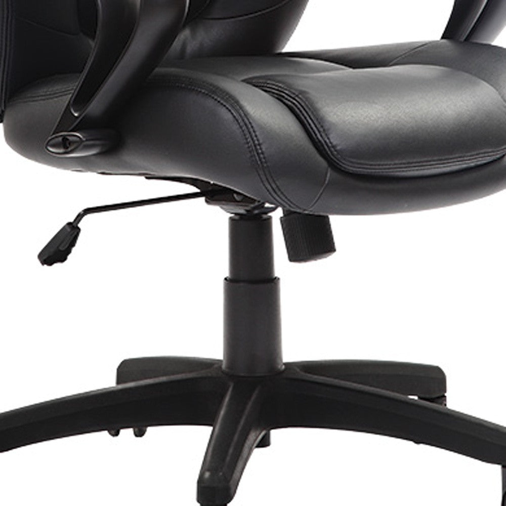 Black Adjustable Swivel Faux Leather Rolling Office Chair