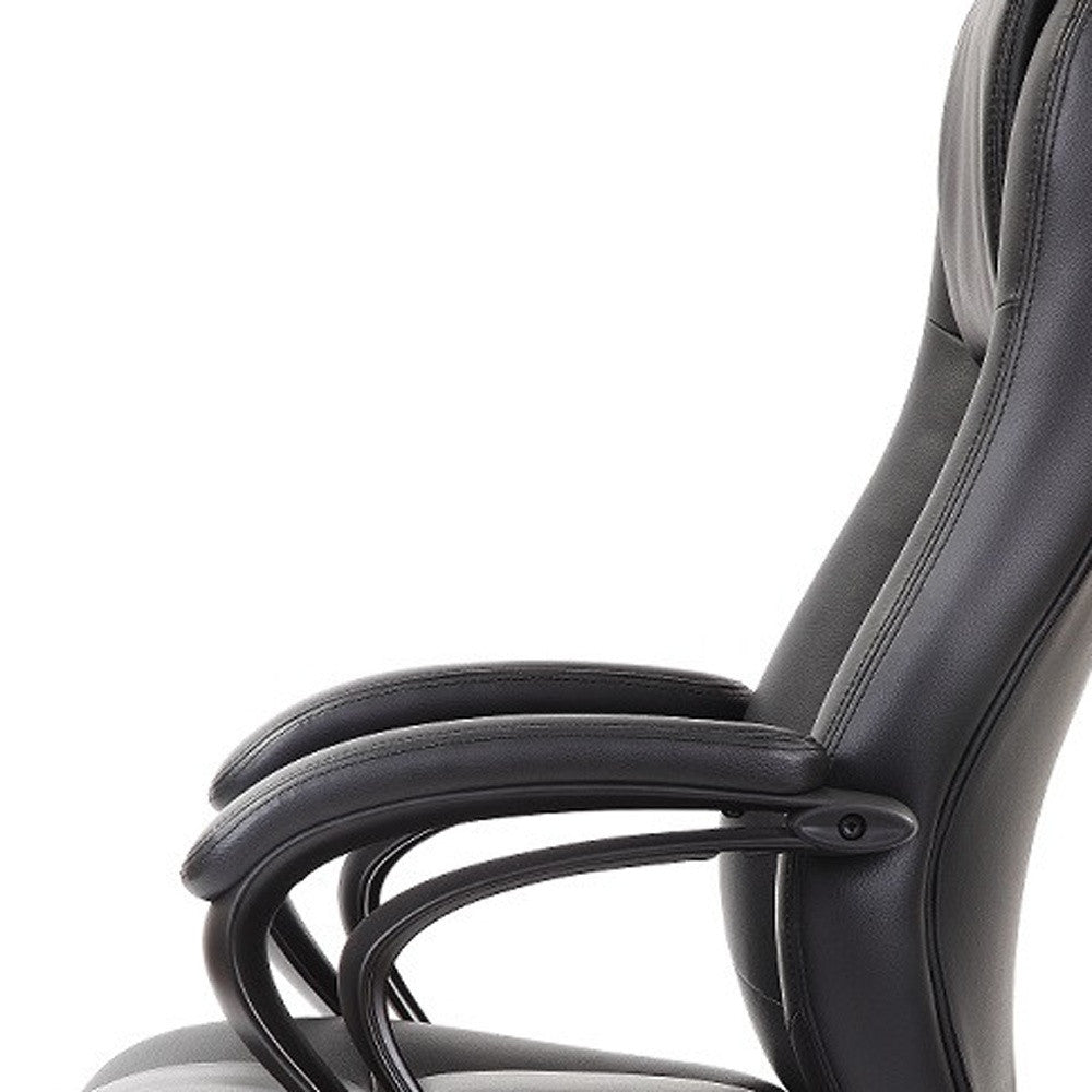 Black Adjustable Swivel Faux Leather Rolling Office Chair