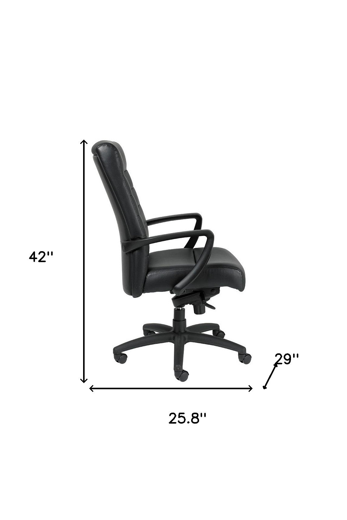 Black Adjustable Swivel Faux Leather Rolling Office Chair