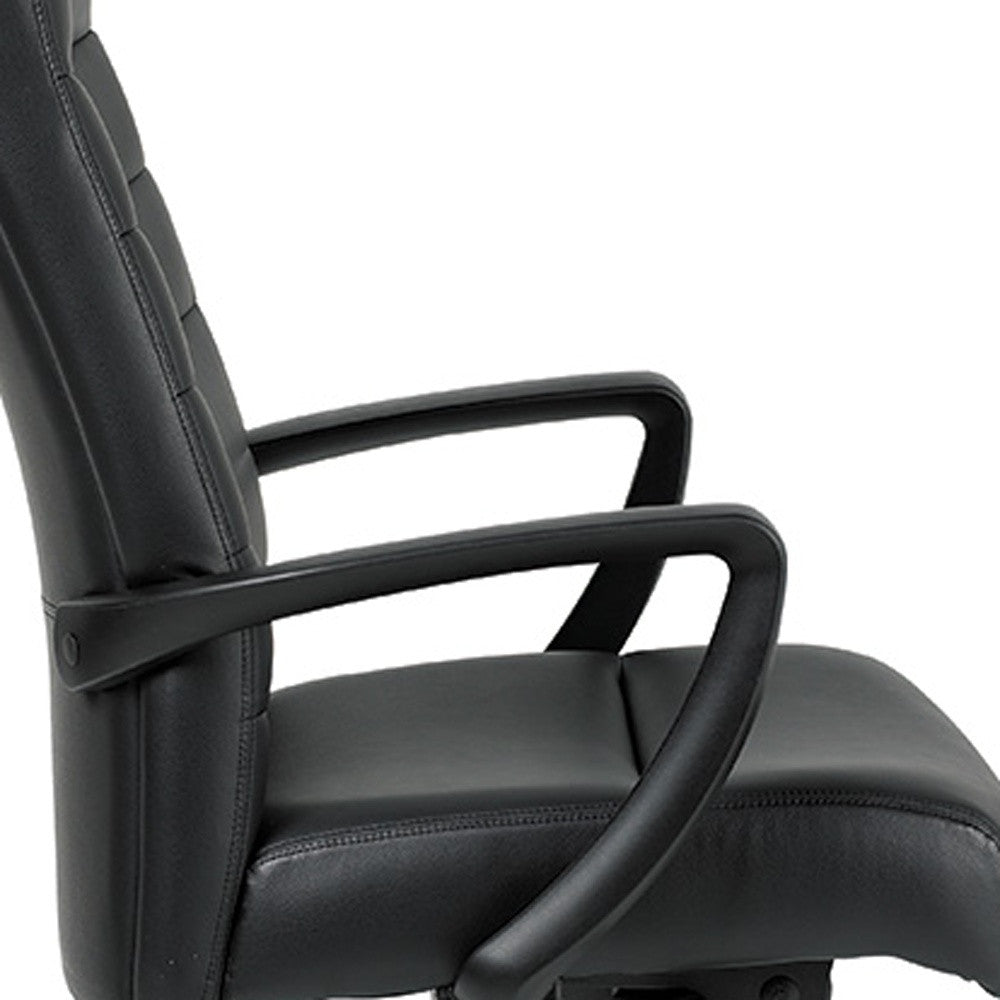 Black Adjustable Swivel Faux Leather Rolling Office Chair