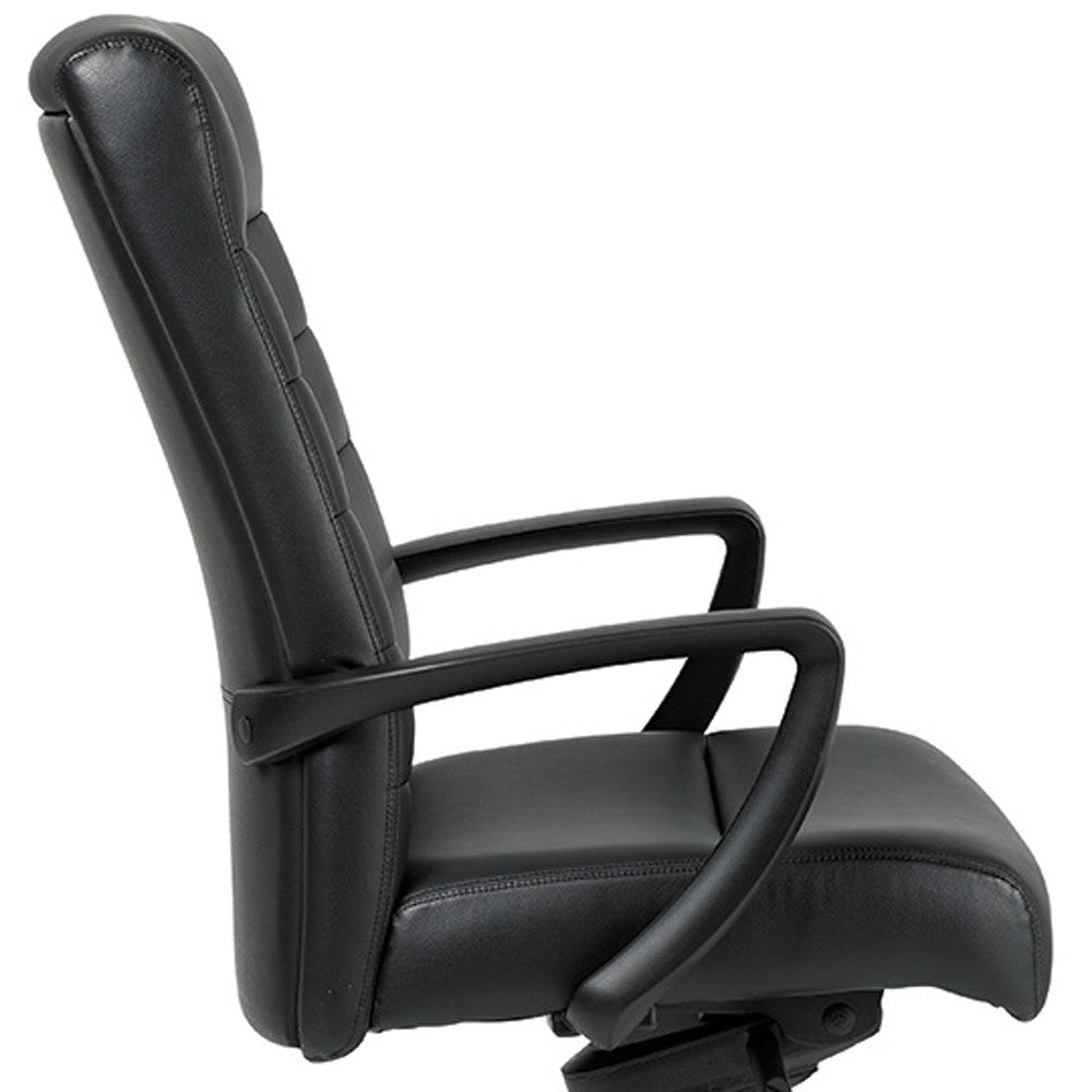 Black Adjustable Swivel Faux Leather Rolling Office Chair