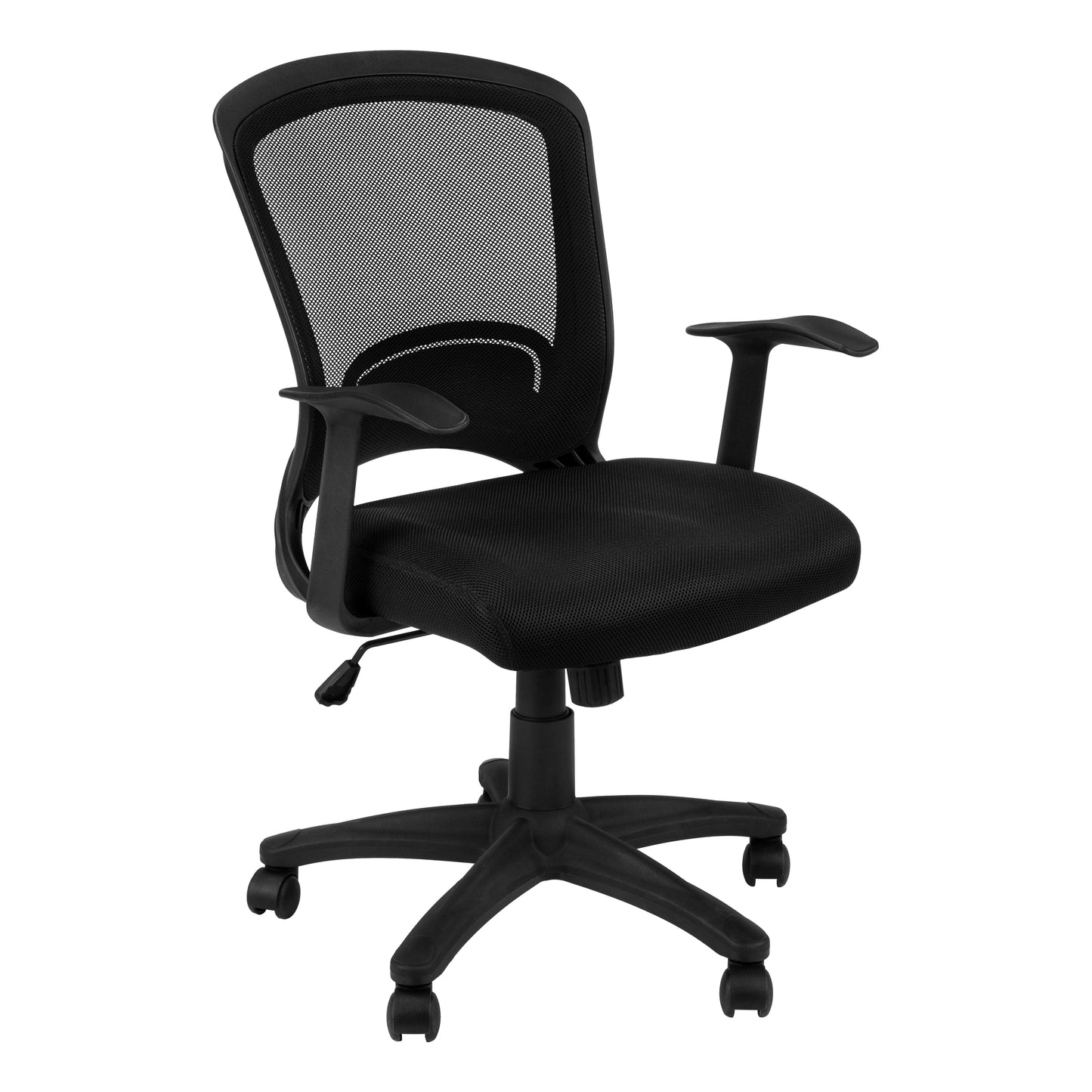 Black Polyester Seat Swivel Adjustable Task Chair Mesh Back Plastic Frame