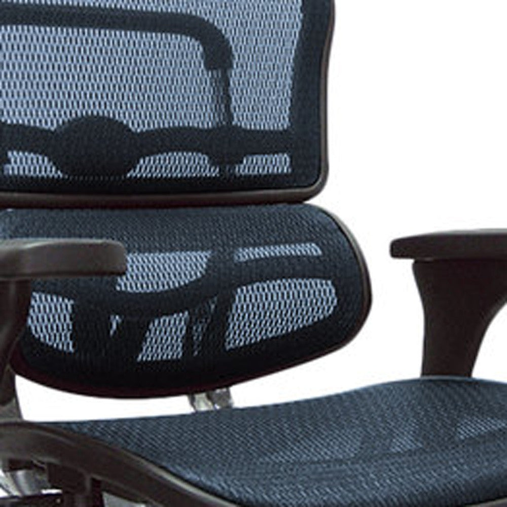 Blue and Silver Adjustable Swivel Mesh Rolling Office Chair