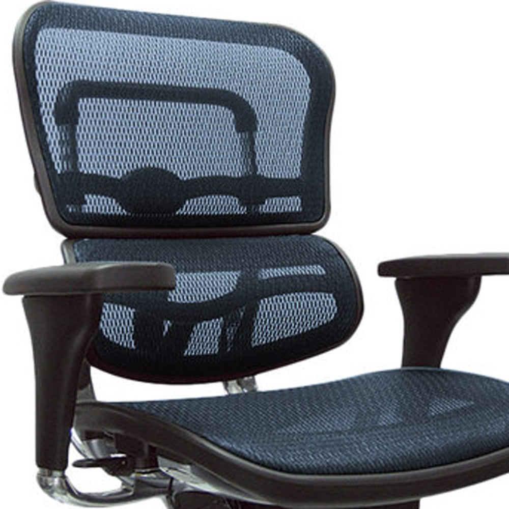 Blue and Silver Adjustable Swivel Mesh Rolling Office Chair