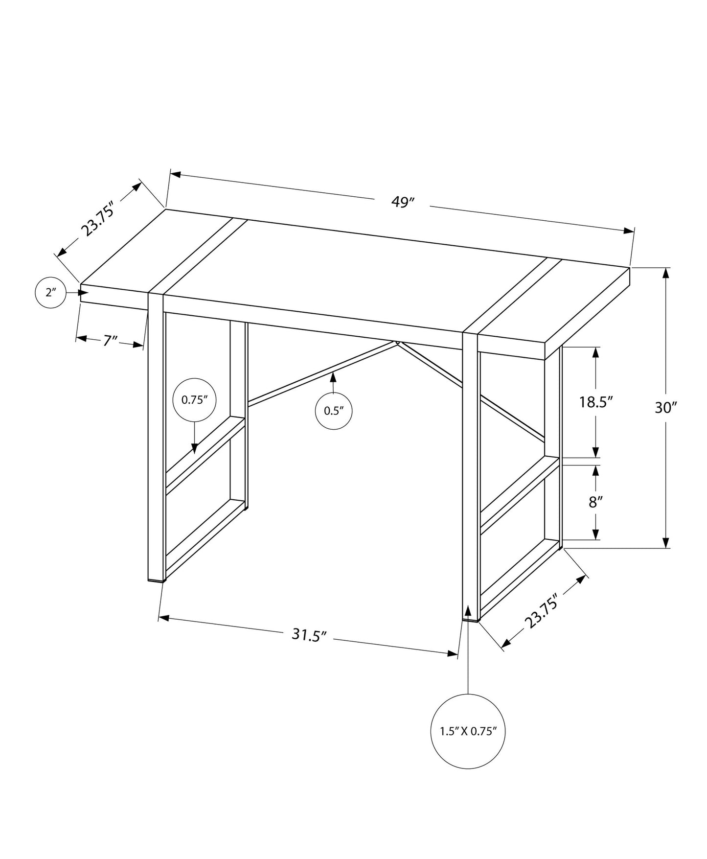 24" White and Black Computer Desk