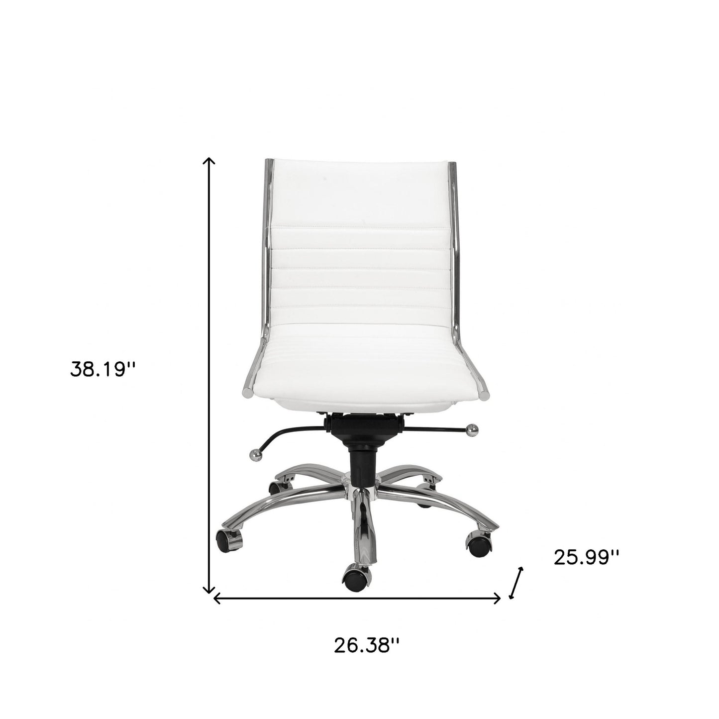 White Faux Leather Seat Swivel Adjustable Task Chair Leather Back Steel Frame