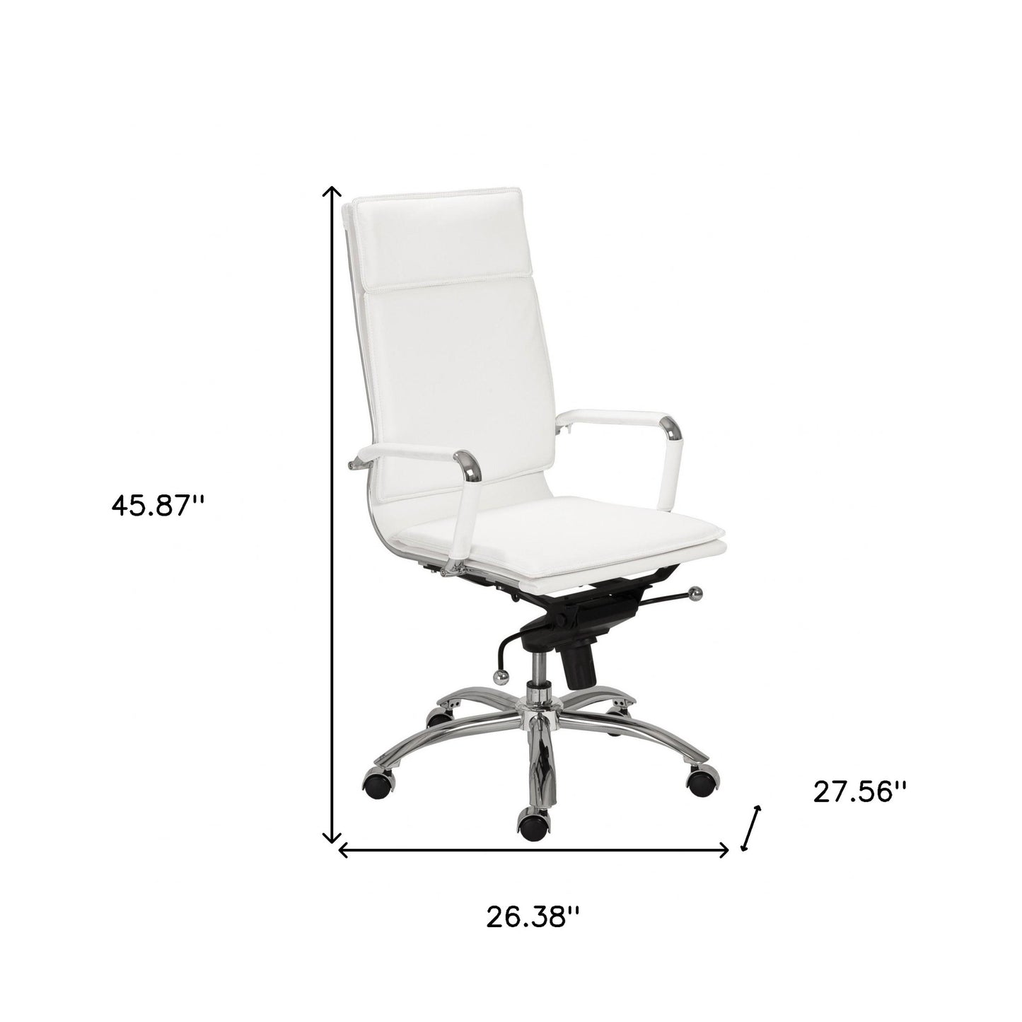 White Faux Leather Seat Swivel Adjustable Task Chair Leather Back Steel Frame