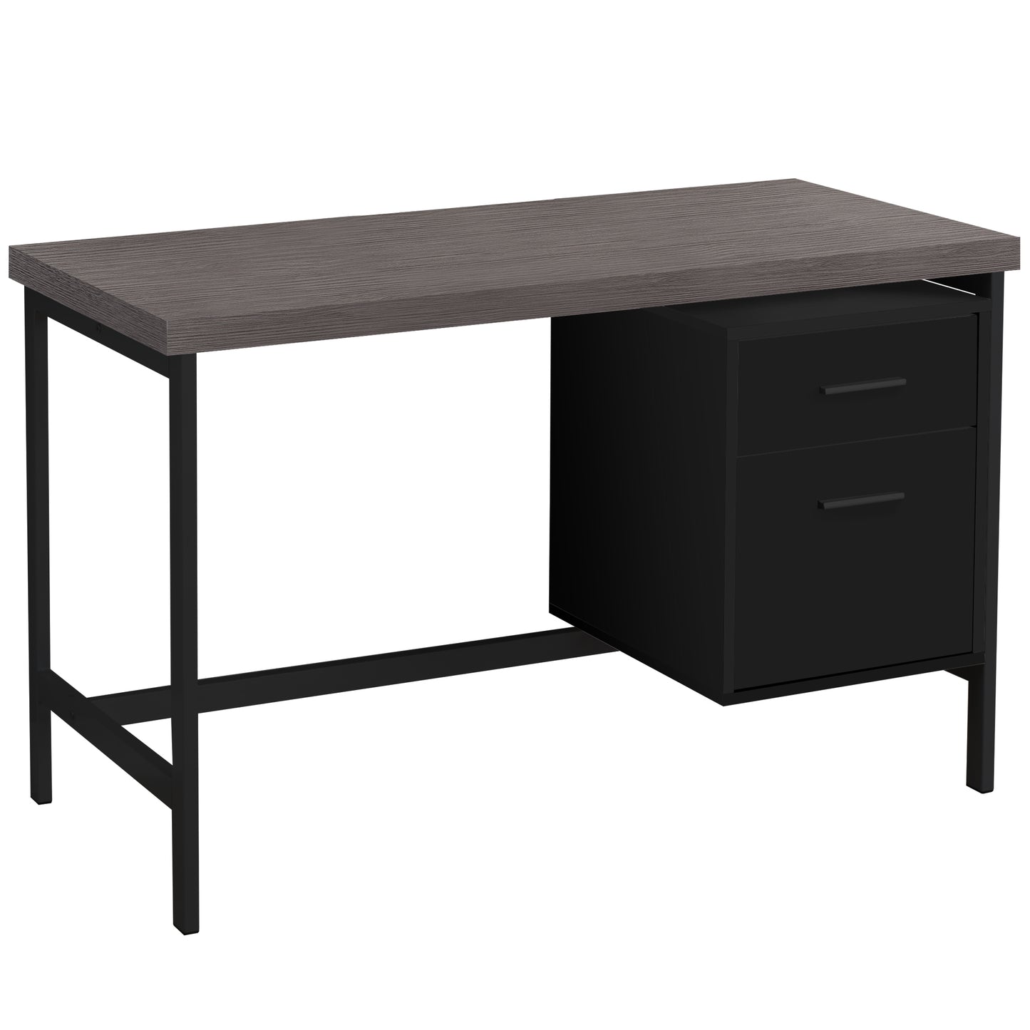 24" Gray and Black Computer Desk With Two Drawers