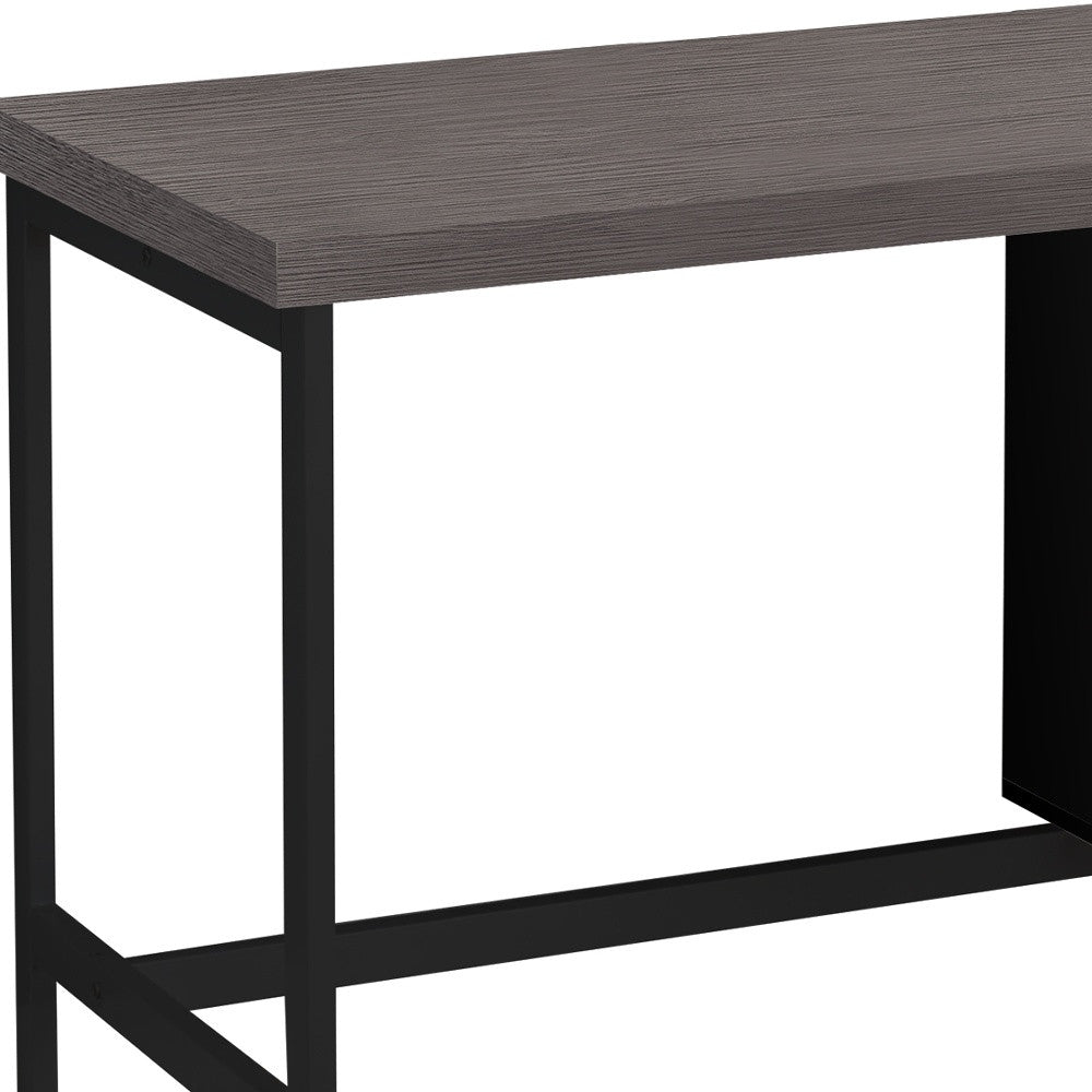 24" Gray and Black Computer Desk With Two Drawers