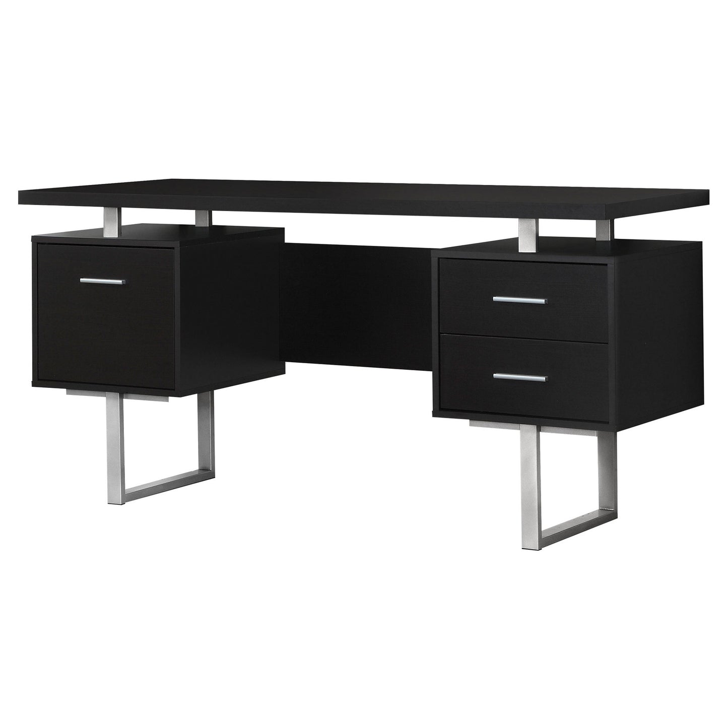 24" Black and Silver Computer Desk With Three Drawers