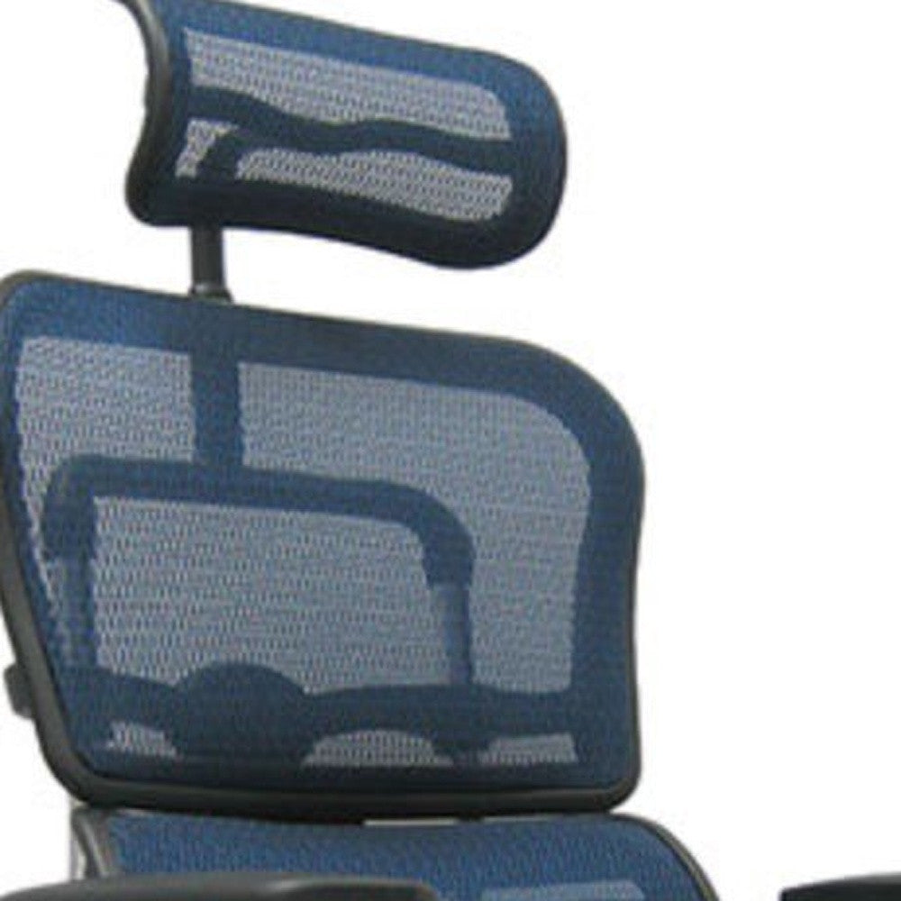 Blue and Silver Adjustable Swivel Mesh Rolling Executive Office Chair