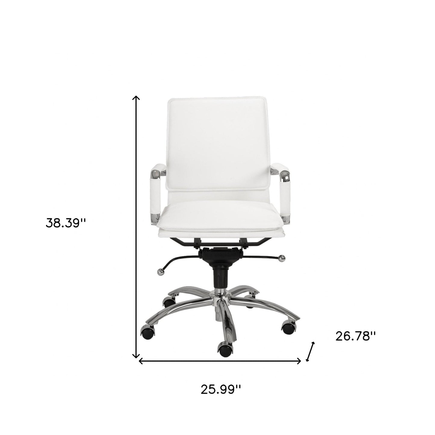 White Faux Leather Seat Swivel Adjustable Task Chair Leather Back Steel Frame