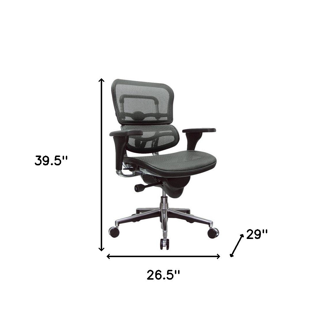 Gray and Silver Adjustable Swivel Mesh Rolling Office Chair