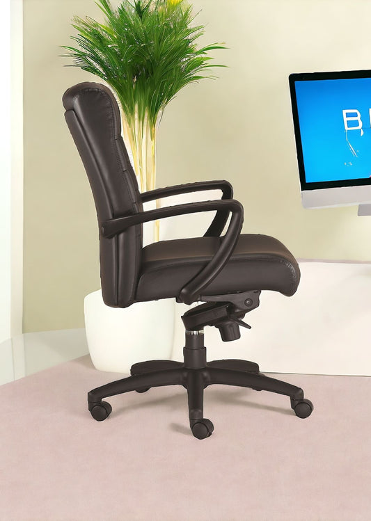 Black Adjustable Swivel Faux Leather Rolling Office Chair