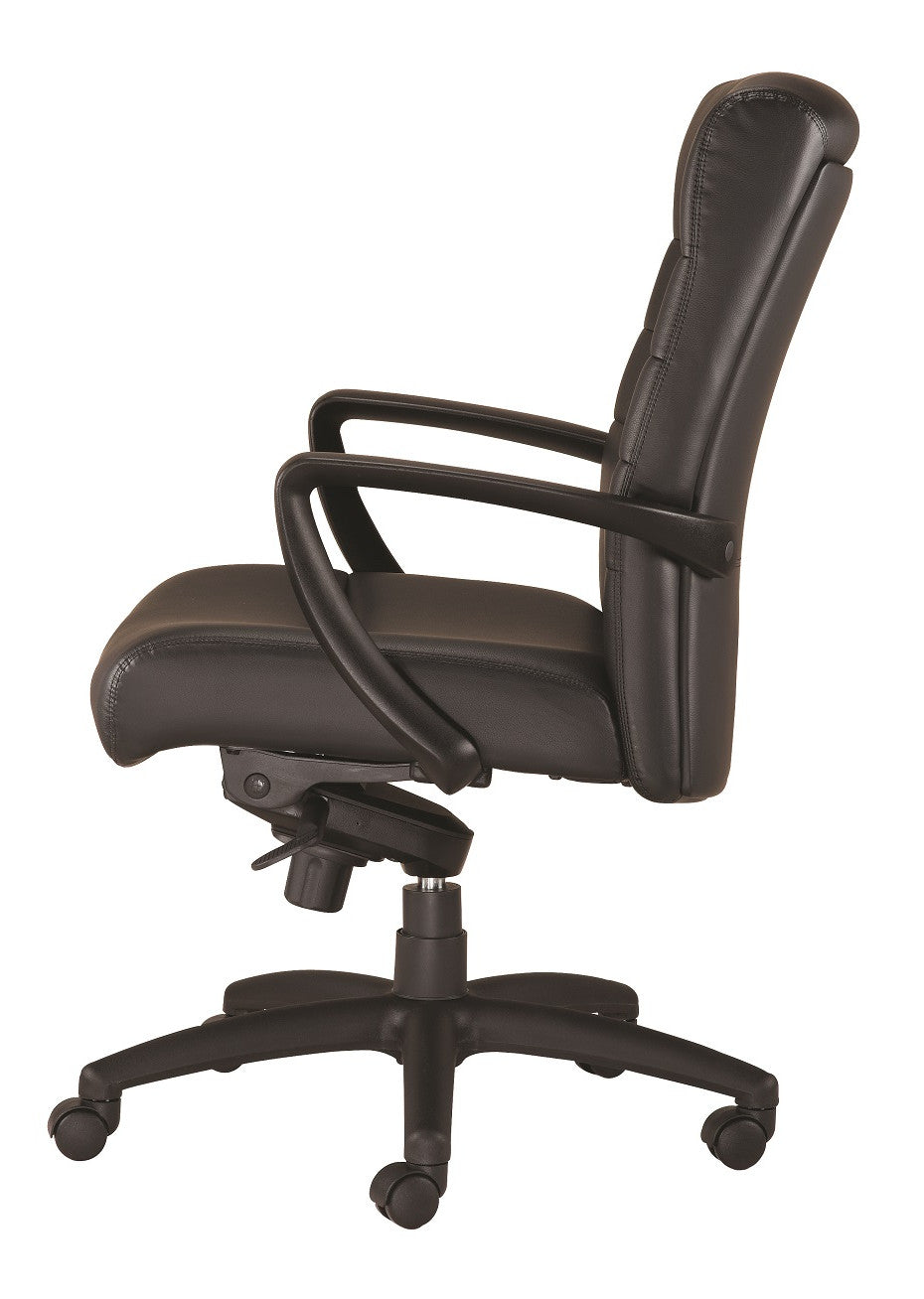 Black Adjustable Swivel Faux Leather Rolling Office Chair