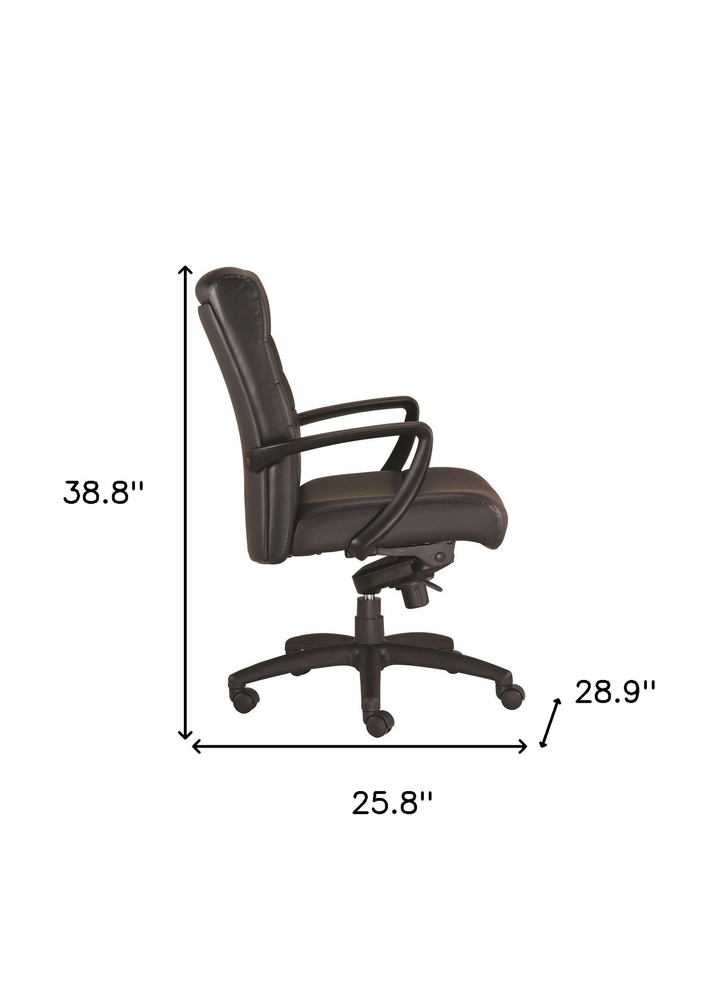 Black Adjustable Swivel Faux Leather Rolling Office Chair