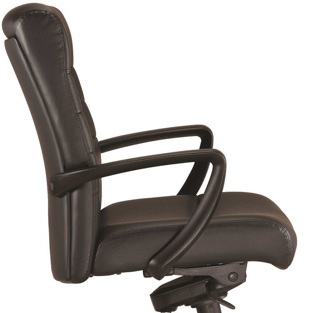 Black Adjustable Swivel Faux Leather Rolling Office Chair