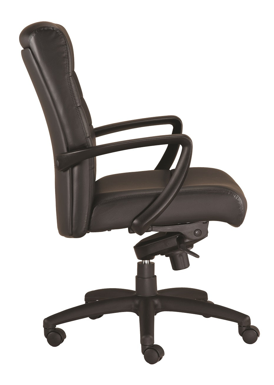 Black Adjustable Swivel Faux Leather Rolling Office Chair