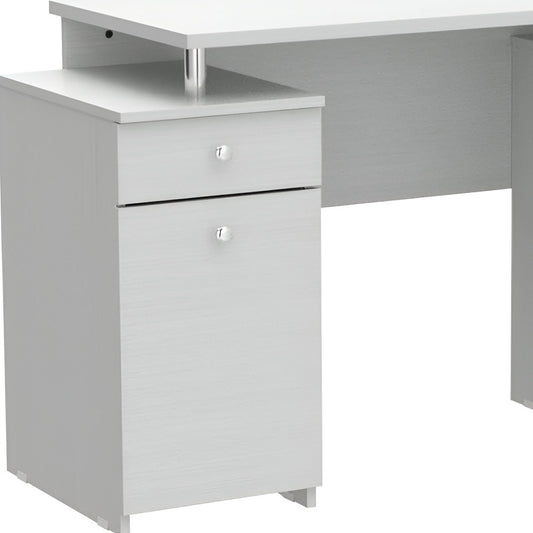 51" White Mirrored Computer Desk With Four Drawers