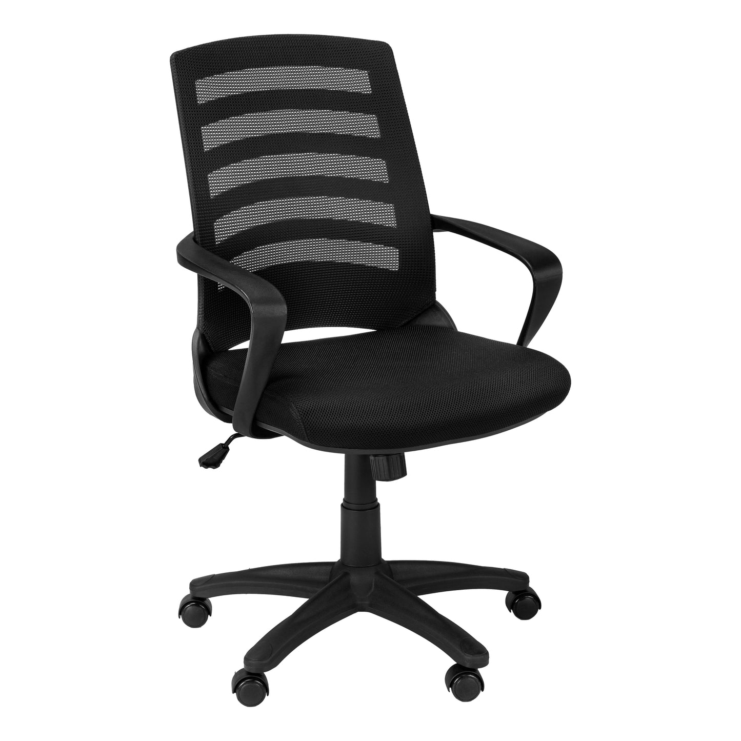 Black Polyester Seat Swivel Adjustable Task Chair Mesh Back Plastic Frame